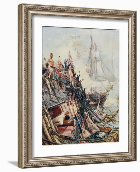 Crippled But Unconquered: The 'Belleisle' at the Battle of Trafalgar, 21st October 1805, from…-William Lionel Wyllie-Framed Giclee Print