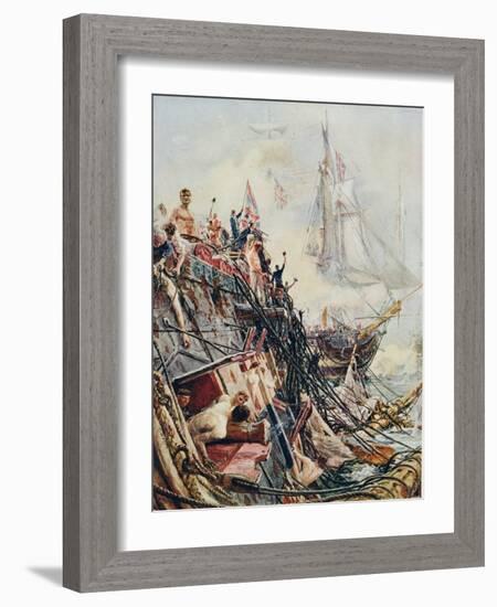 Crippled But Unconquered: The 'Belleisle' at the Battle of Trafalgar, 21st October 1805, from…-William Lionel Wyllie-Framed Giclee Print