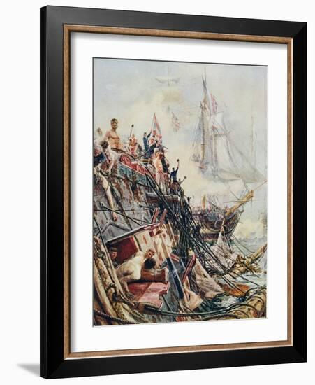 Crippled But Unconquered: The 'Belleisle' at the Battle of Trafalgar, 21st October 1805, from…-William Lionel Wyllie-Framed Giclee Print