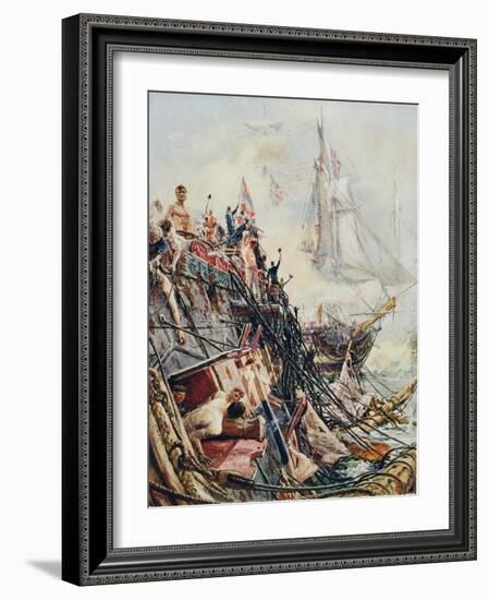 Crippled But Unconquered: The 'Belleisle' at the Battle of Trafalgar, 21st October 1805, from…-William Lionel Wyllie-Framed Giclee Print