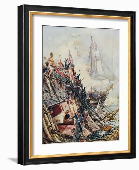 Crippled But Unconquered: The 'Belleisle' at the Battle of Trafalgar, 21st October 1805, from…-William Lionel Wyllie-Framed Giclee Print