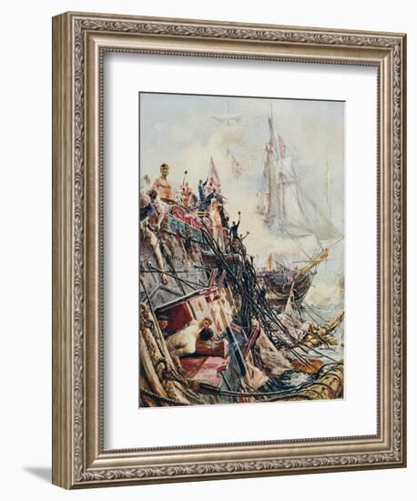 Crippled But Unconquered: The 'Belleisle' at the Battle of Trafalgar, 21st October 1805, from…-William Lionel Wyllie-Framed Giclee Print