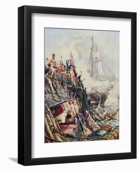 Crippled But Unconquered: The 'Belleisle' at the Battle of Trafalgar, 21st October 1805, from…-William Lionel Wyllie-Framed Giclee Print