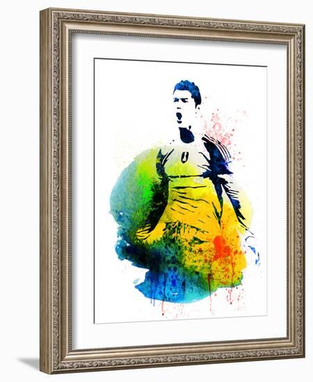 Cristiano Ronaldo Watercolor-Jack Hunter-Framed Premium Giclee Print