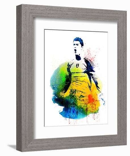 Cristiano Ronaldo Watercolor-Jack Hunter-Framed Art Print