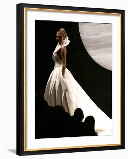 Cristina Chiabotto, Miss Italy 2004, Wears a Creation by Italian Fashion Designer Fausto Sarli-null-Framed Photographic Print