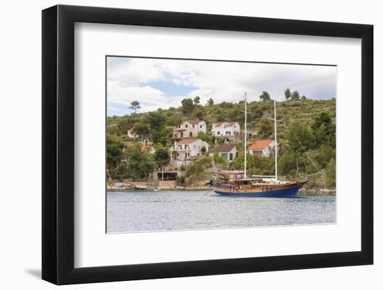 Croatia, Brac, Bobovisca. Tour boat at anchor.-Trish Drury-Framed Photographic Print