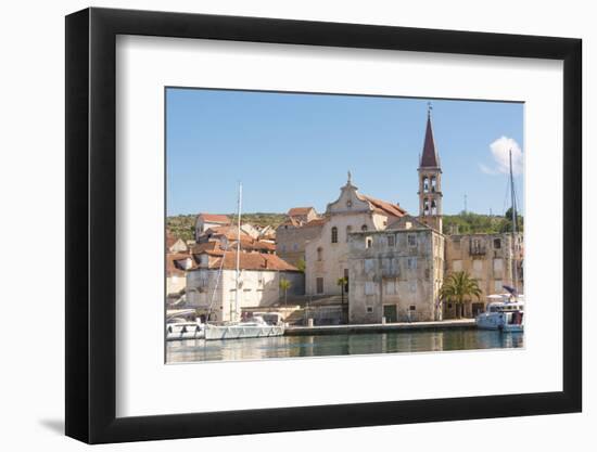 Croatia, Brac, Milna. Church of our Lady of the Annunciation 18th century dominates waterfront.-Trish Drury-Framed Photographic Print