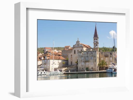 Croatia, Brac, Milna. Church of our Lady of the Annunciation 18th century dominates waterfront.-Trish Drury-Framed Photographic Print