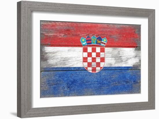 Croatia Country Flag - Barnwood Painting-Lantern Press-Framed Art Print