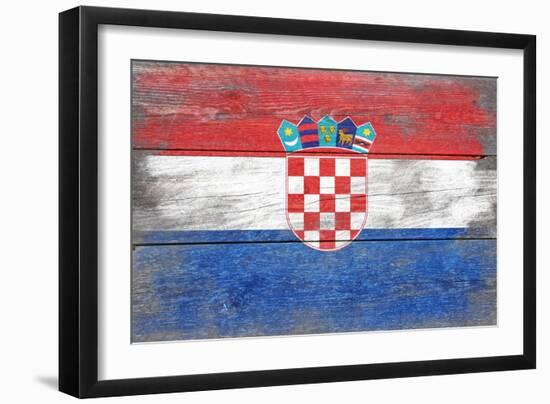 Croatia Country Flag - Barnwood Painting-Lantern Press-Framed Art Print