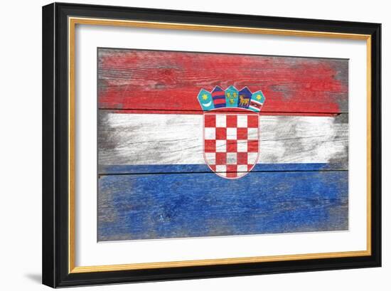 Croatia Country Flag - Barnwood Painting-Lantern Press-Framed Art Print