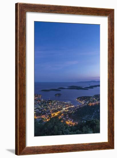 Croatia, Dalmatia, Hvar, Looking Down on Hvar Town and Harbor-Rob Tilley-Framed Photographic Print