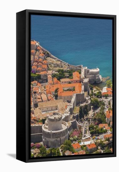 Croatia, Dubrovnik, a historic walled city and UNESCO World Heritage Site and the Adriatic Sea.-Merrill Images-Framed Premier Image Canvas