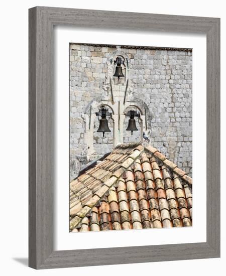 Croatia, Dubrovnik. Bell tower with three bells on top of the Church of Our Lady of Mt. Carmel.-Julie Eggers-Framed Photographic Print