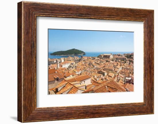 Croatia, Dubrovnik. Dense walled city, Adriatic, Lokrum Island.-Trish Drury-Framed Photographic Print