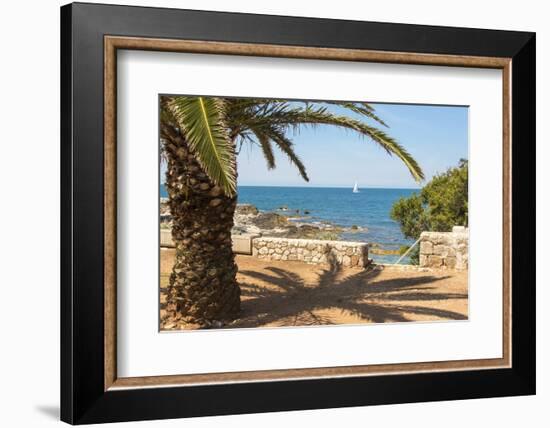 Croatia, Dubrovnik. Lokrum Island. Sailboat passes in calm Adriatic Sea.-Trish Drury-Framed Photographic Print