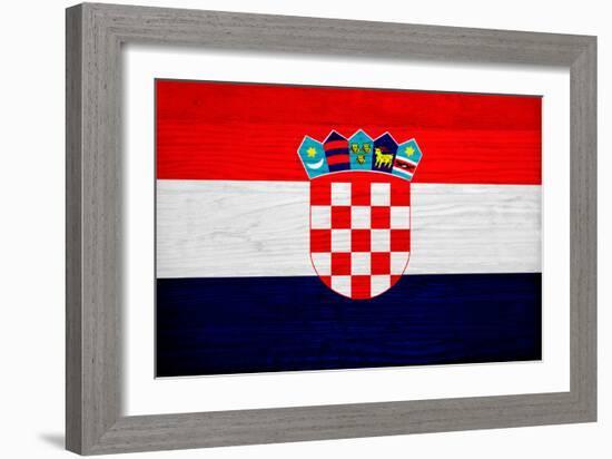 Croatia Flag Design with Wood Patterning - Flags of the World Series-Philippe Hugonnard-Framed Art Print