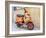 Croatia, Hvar. Bright orange vespa bike in the town of Hvar. (Editorial Use Only)-Julie Eggers-Framed Photographic Print