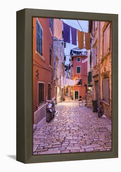 Croatia, Istria, Adriatic Coast, Rovinj, Old Town Lane in the Evening-Udo Siebig-Framed Premier Image Canvas