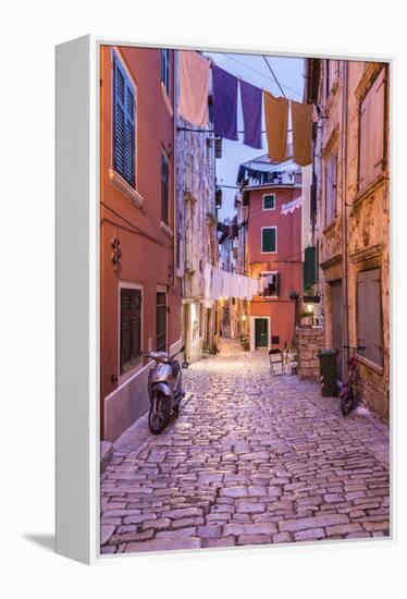 Croatia, Istria, Adriatic Coast, Rovinj, Old Town Lane in the Evening-Udo Siebig-Framed Premier Image Canvas