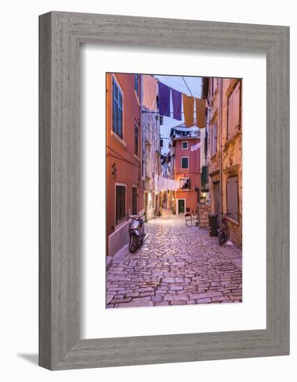 Croatia, Istria, Adriatic Coast, Rovinj, Old Town Lane in the Evening-Udo Siebig-Framed Photographic Print