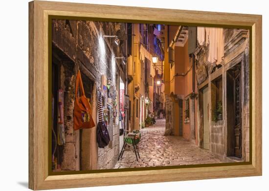 Croatia, Istria, Adriatic Coast, Rovinj, Old Town Lane in the Evening-Udo Siebig-Framed Premier Image Canvas