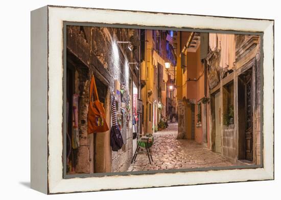 Croatia, Istria, Adriatic Coast, Rovinj, Old Town Lane in the Evening-Udo Siebig-Framed Premier Image Canvas