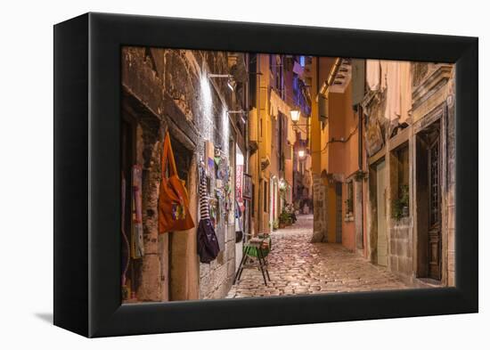 Croatia, Istria, Adriatic Coast, Rovinj, Old Town Lane in the Evening-Udo Siebig-Framed Premier Image Canvas