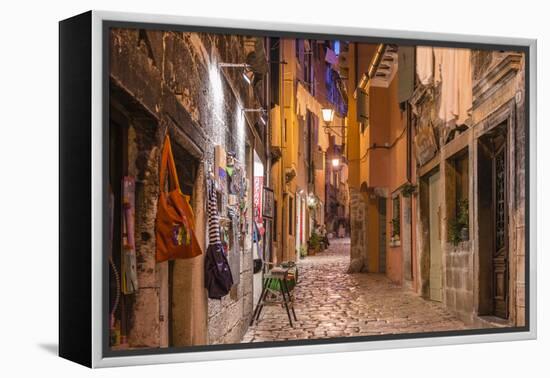 Croatia, Istria, Adriatic Coast, Rovinj, Old Town Lane in the Evening-Udo Siebig-Framed Premier Image Canvas