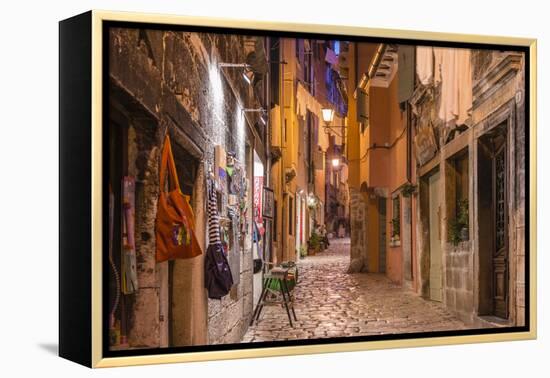 Croatia, Istria, Adriatic Coast, Rovinj, Old Town Lane in the Evening-Udo Siebig-Framed Premier Image Canvas