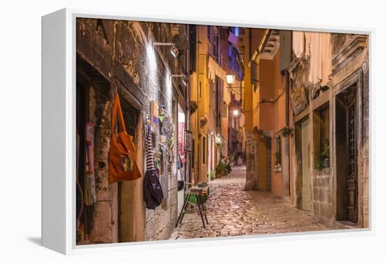 Croatia, Istria, Adriatic Coast, Rovinj, Old Town Lane in the Evening-Udo Siebig-Framed Premier Image Canvas