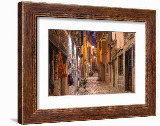 Croatia, Istria, Adriatic Coast, Rovinj, Old Town Lane in the Evening-Udo Siebig-Framed Photographic Print