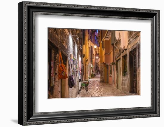 Croatia, Istria, Adriatic Coast, Rovinj, Old Town Lane in the Evening-Udo Siebig-Framed Photographic Print