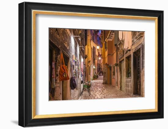 Croatia, Istria, Adriatic Coast, Rovinj, Old Town Lane in the Evening-Udo Siebig-Framed Photographic Print