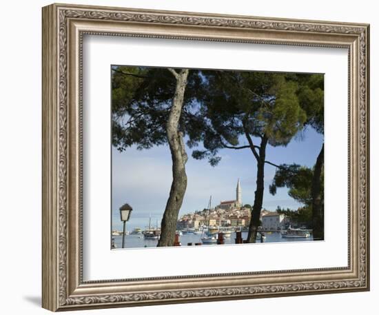 Croatia, Istria, Rovinj, Harbour and Cathedral of St. Euphemia-Walter Bibikow-Framed Premium Photographic Print