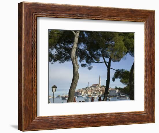 Croatia, Istria, Rovinj, Harbour and Cathedral of St. Euphemia-Walter Bibikow-Framed Premium Photographic Print