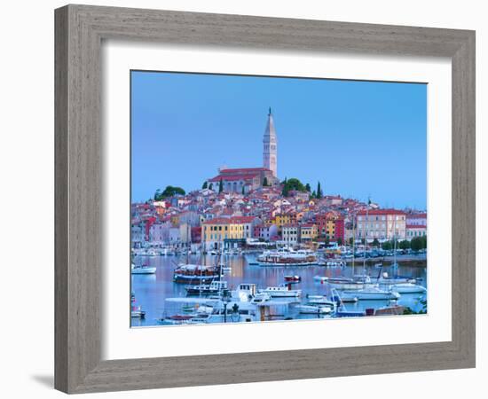 Croatia, Istria, Rovinj, Harbour and Cathedral of St. Euphemia-Alan Copson-Framed Photographic Print