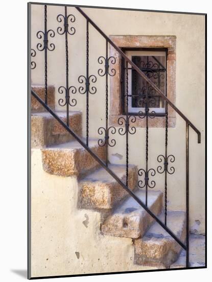 Croatia, Rovinj, Istria. Stairs and wrought iron railing leading to a home.-Julie Eggers-Mounted Photographic Print