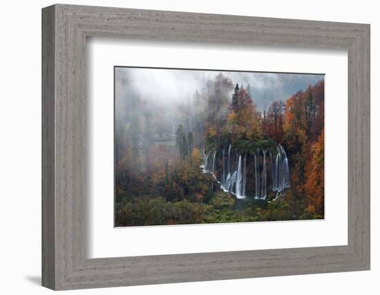 Croatia, the Incredible Autumn Colours and Waterfalls of Plitvice National Park.-Andrea Pozzi-Framed Photographic Print