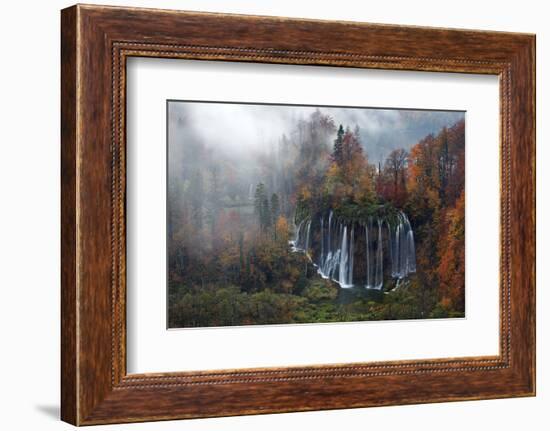 Croatia, the Incredible Autumn Colours and Waterfalls of Plitvice National Park.-Andrea Pozzi-Framed Photographic Print