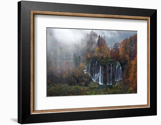 Croatia, the Incredible Autumn Colours and Waterfalls of Plitvice National Park.-Andrea Pozzi-Framed Photographic Print