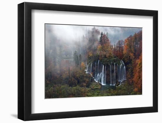 Croatia, the Incredible Autumn Colours and Waterfalls of Plitvice National Park.-Andrea Pozzi-Framed Photographic Print