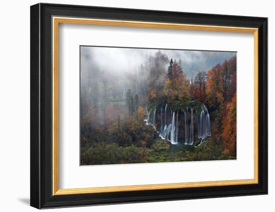 Croatia, the Incredible Autumn Colours and Waterfalls of Plitvice National Park.-Andrea Pozzi-Framed Photographic Print