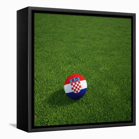 Croatian Soccerball Lying on Grass-zentilia-Framed Stretched Canvas