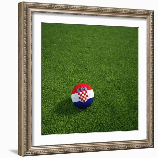 Croatian Soccerball Lying on Grass-zentilia-Framed Art Print