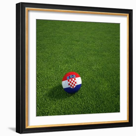 Croatian Soccerball Lying on Grass-zentilia-Framed Art Print
