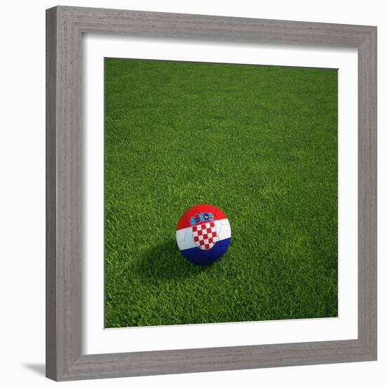 Croatian Soccerball Lying on Grass-zentilia-Framed Premium Giclee Print