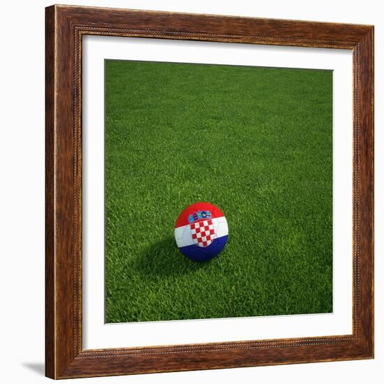 Croatian Soccerball Lying on Grass-zentilia-Framed Premium Giclee Print