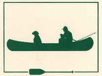 Man and Dog in Canoe-Crockett Collection-Giclee Print